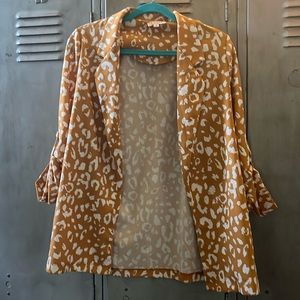 Mustard yellow leopard print blazer